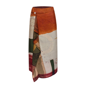 Talking Walls zoé arlatan Midi double sided, reversible wrap skirt arlatan