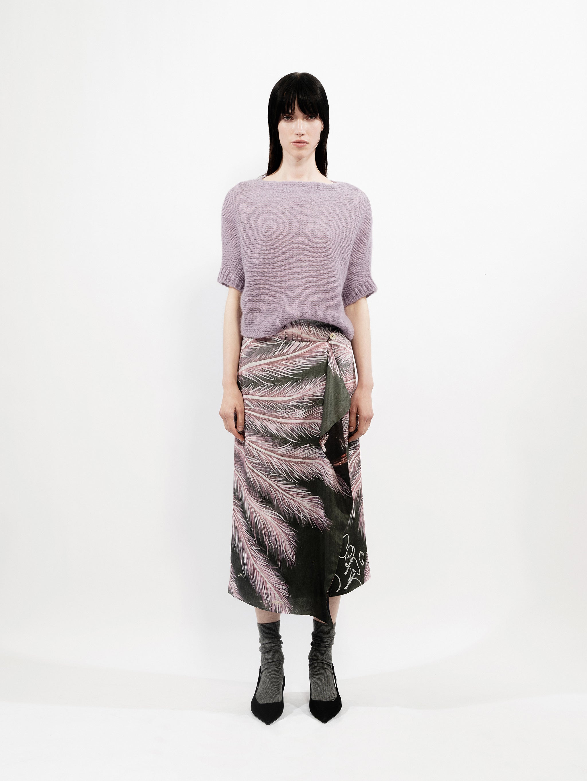 Talking Walls zoé burlesque Midi double sided, reversible wrap skirt burlesque