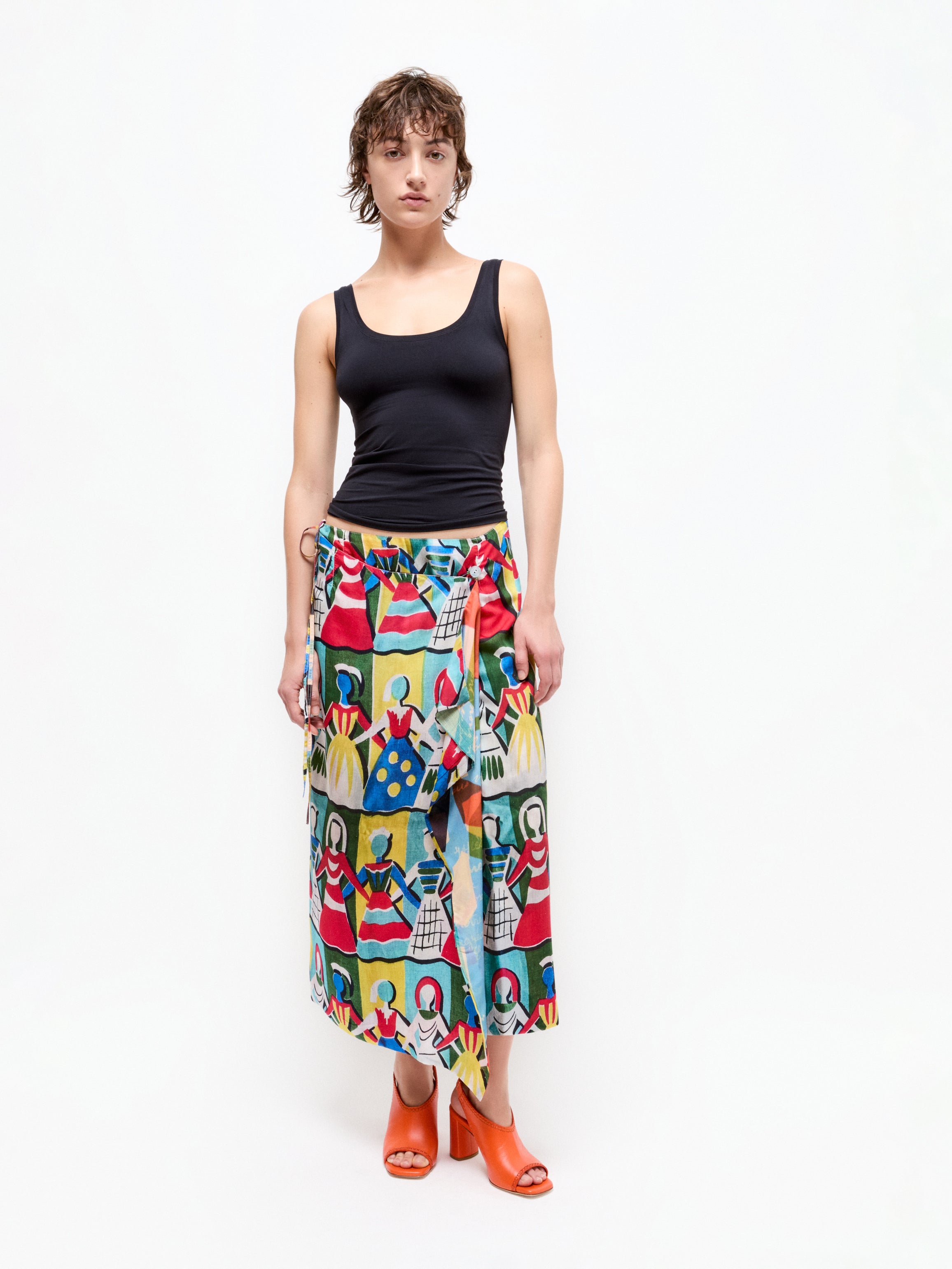 Talking Walls zoé carousel Midi double sided, reversible wrap skirt carousel