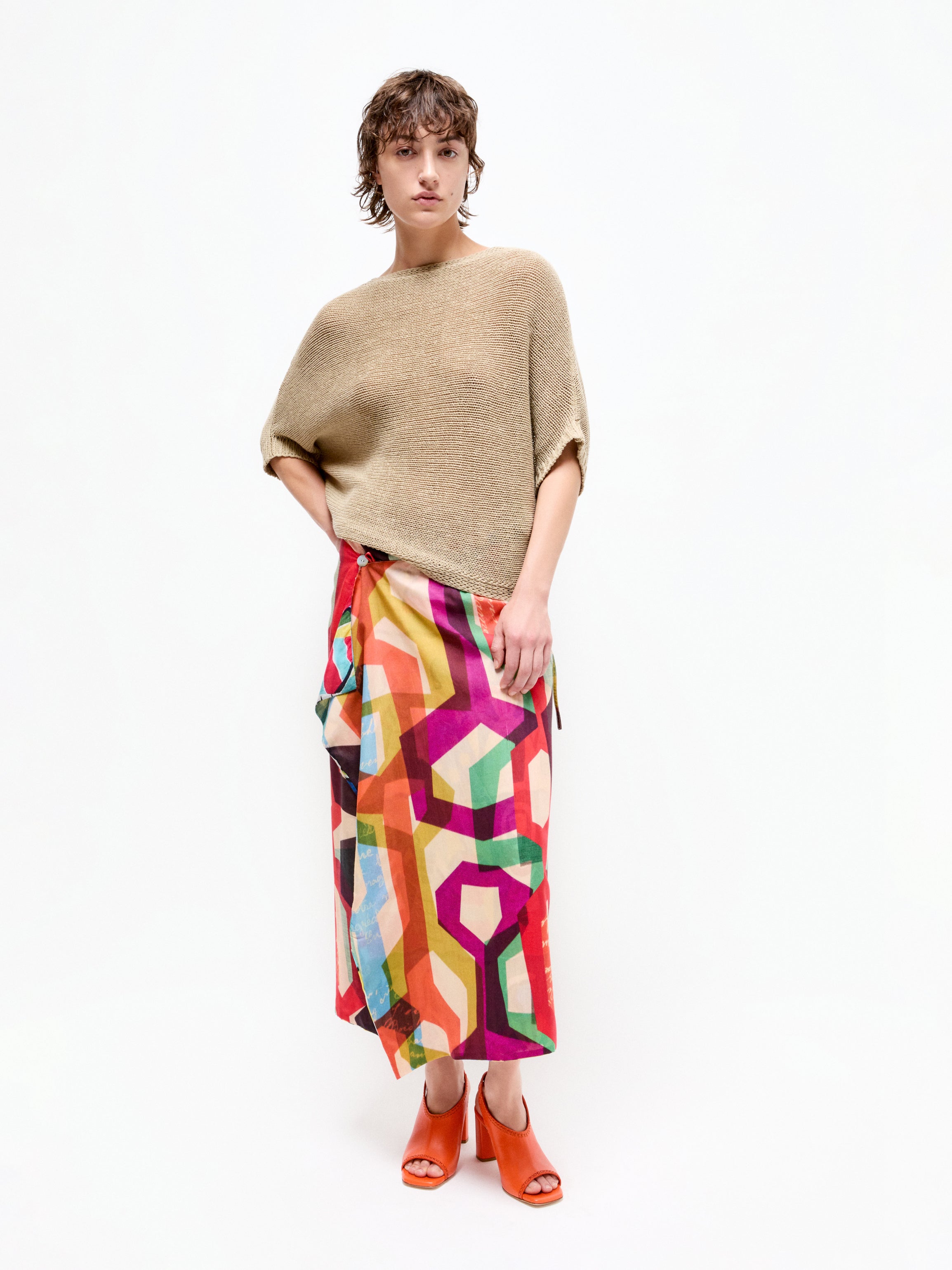Talking Walls zoé carousel Midi double sided, reversible wrap skirt carousel
