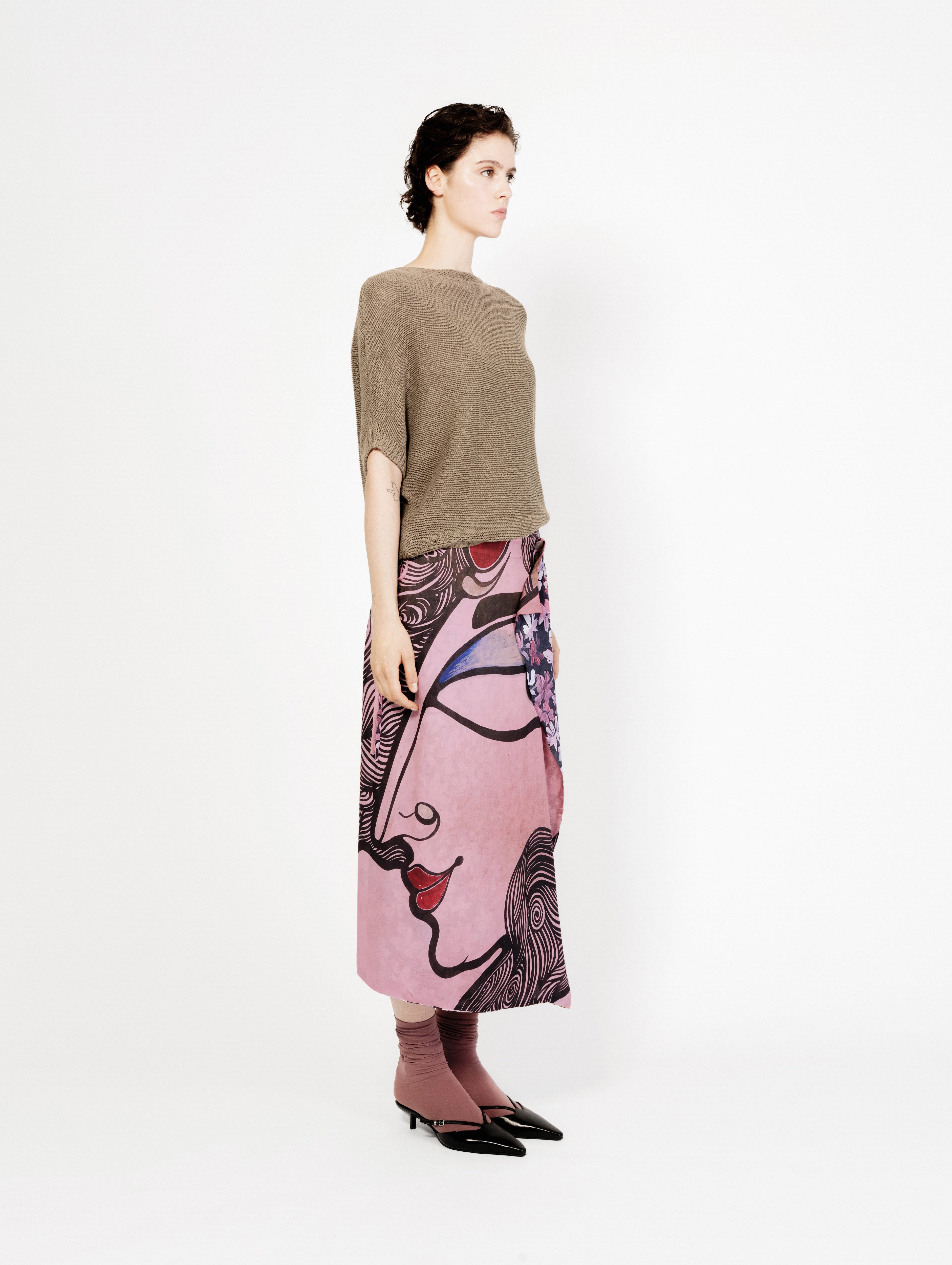 Talking Walls zoé deux Midi double sided, reversible wrap skirt deux