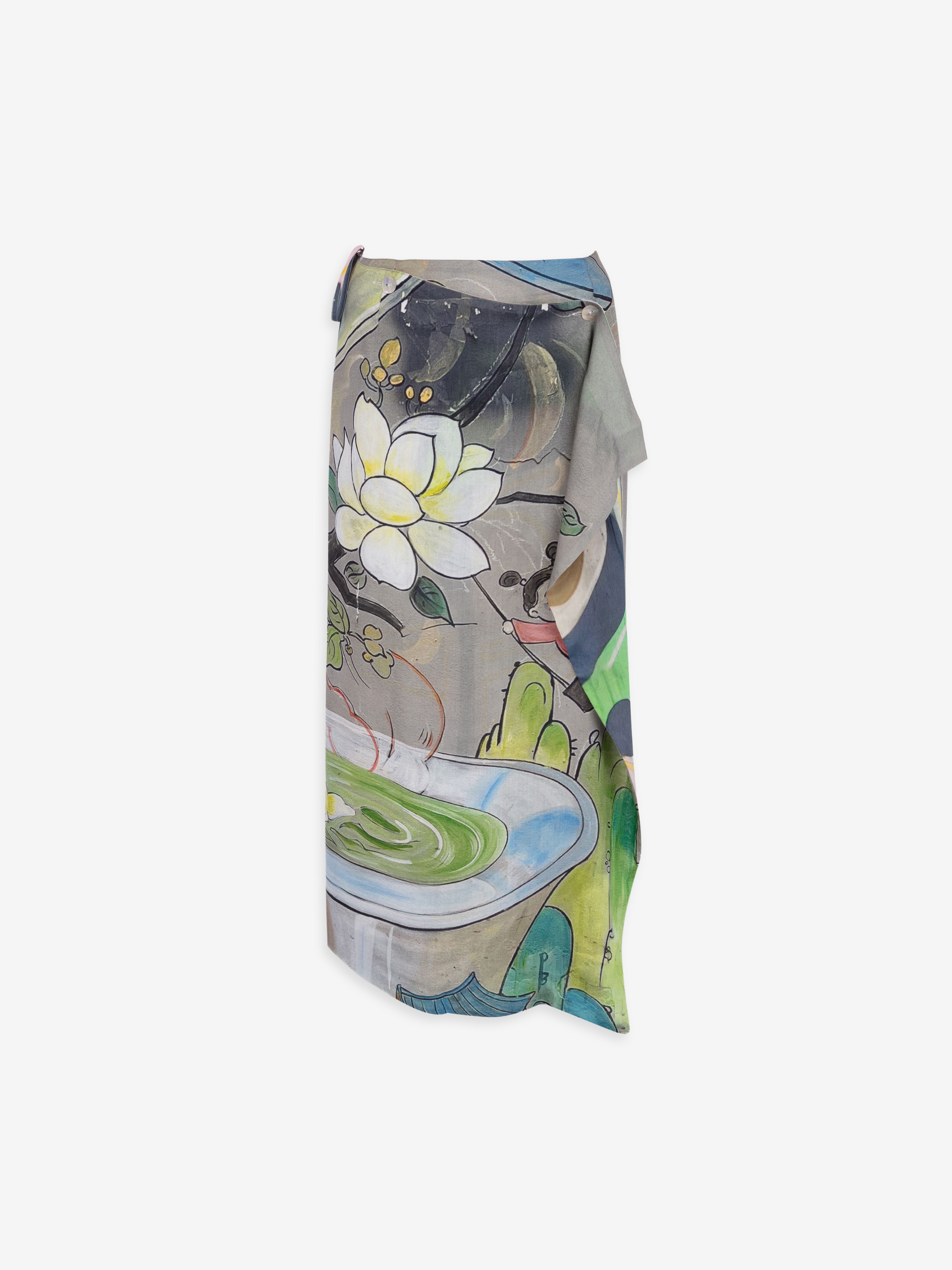 Talking Walls zoé funk Midi double sided, reversible wrap skirt funk