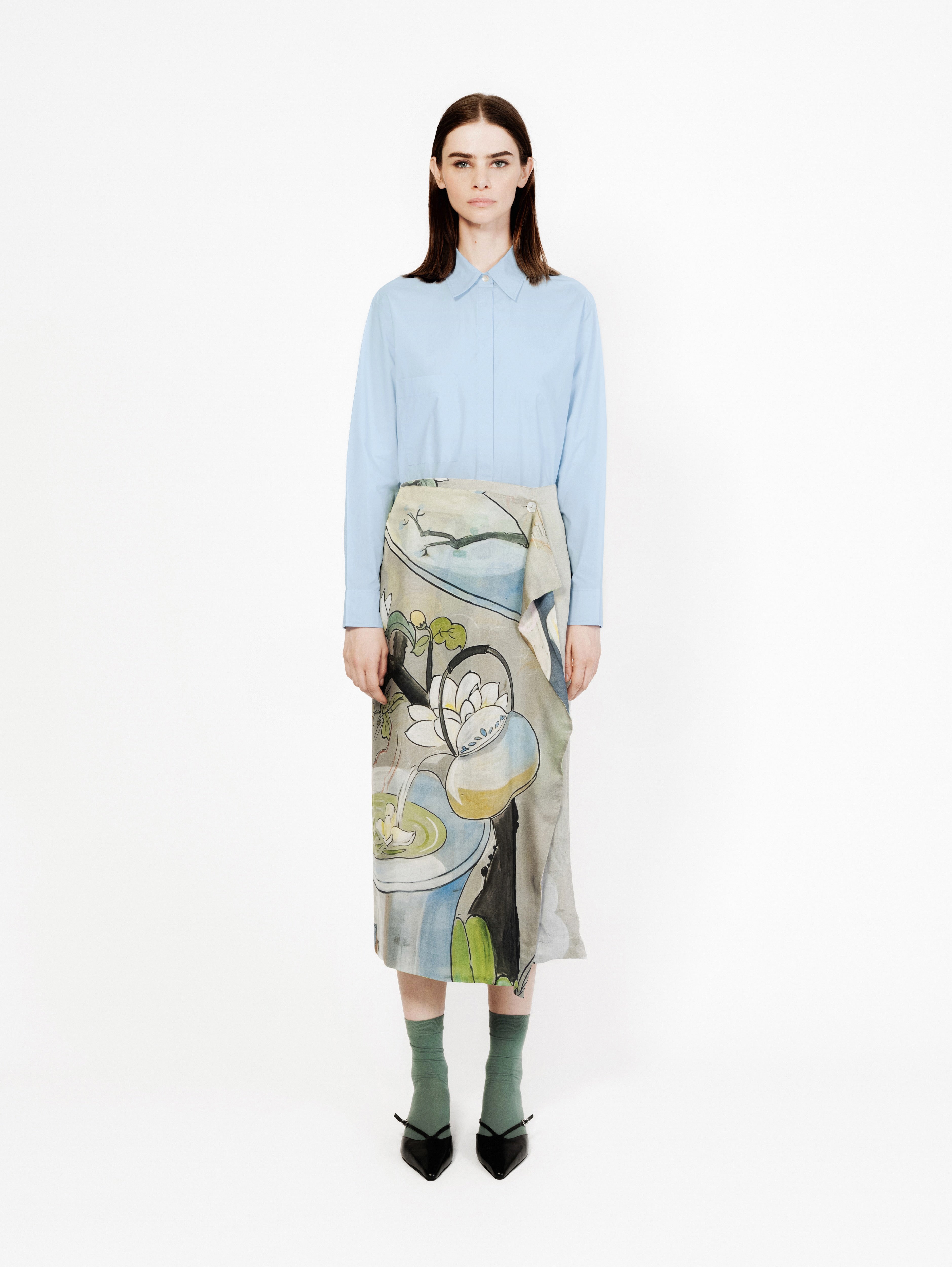 Talking Walls zoé funk Midi double sided, reversible wrap skirt funk