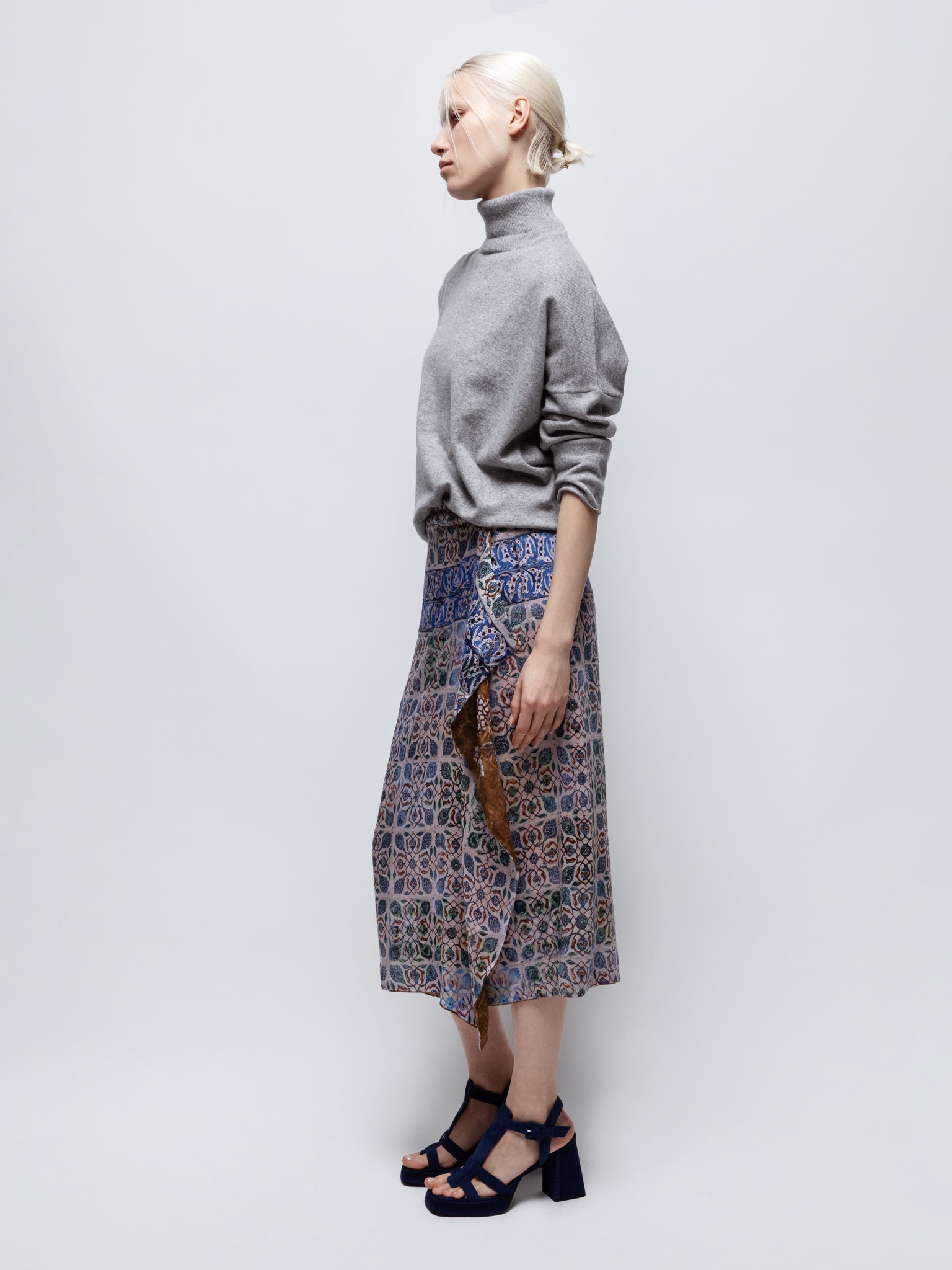 Talking Walls zoé hana cobalt midi double sided reversible wrap skirt hana cobalt