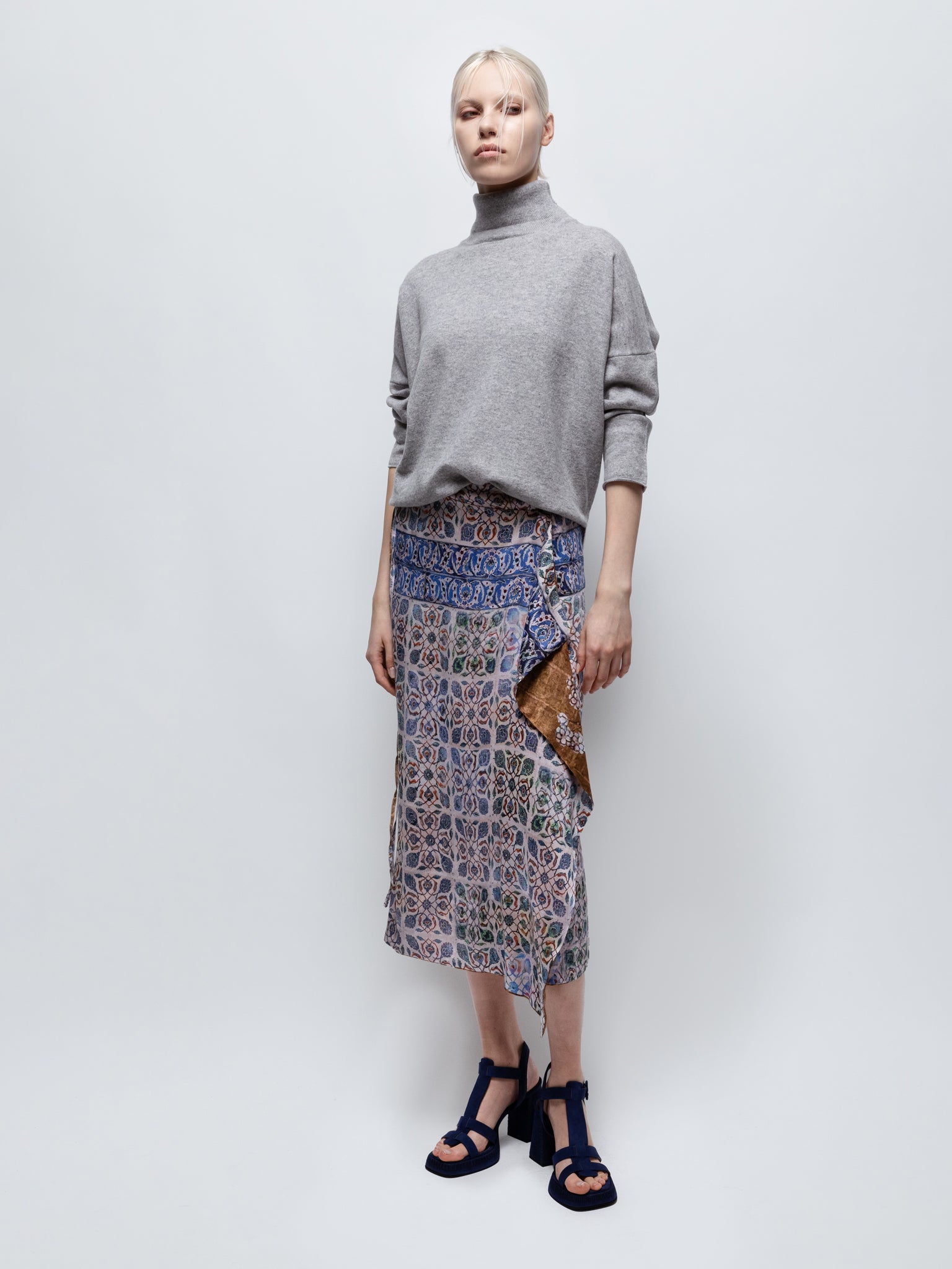 Talking Walls zoé hana cobalt midi double sided reversible wrap skirt hana cobalt