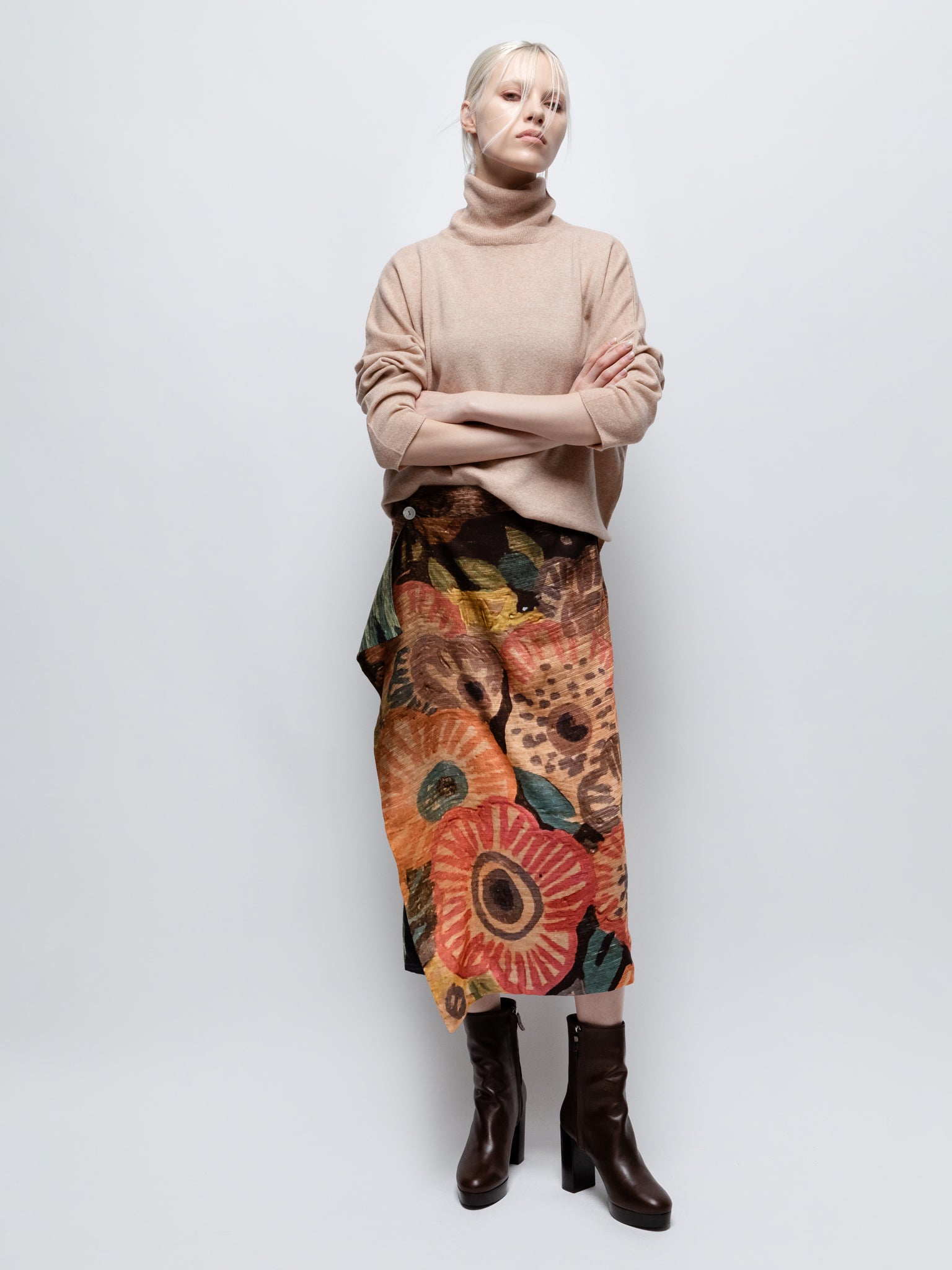 Talking Walls zoé josephine midi double sided reversible wrap skirt josephine
