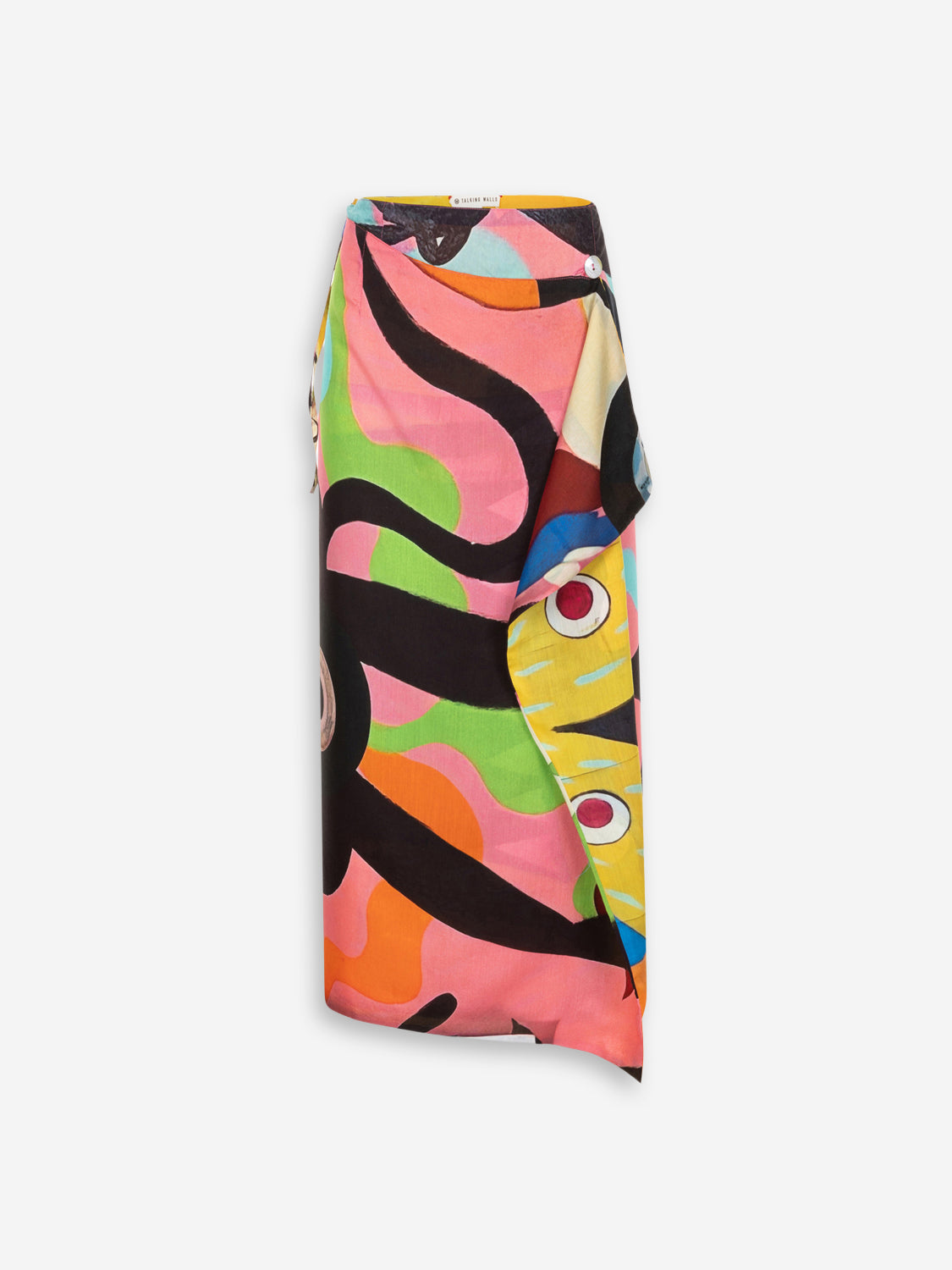Talking Walls zoé monster Midi double sided, reversible wrap skirt monster