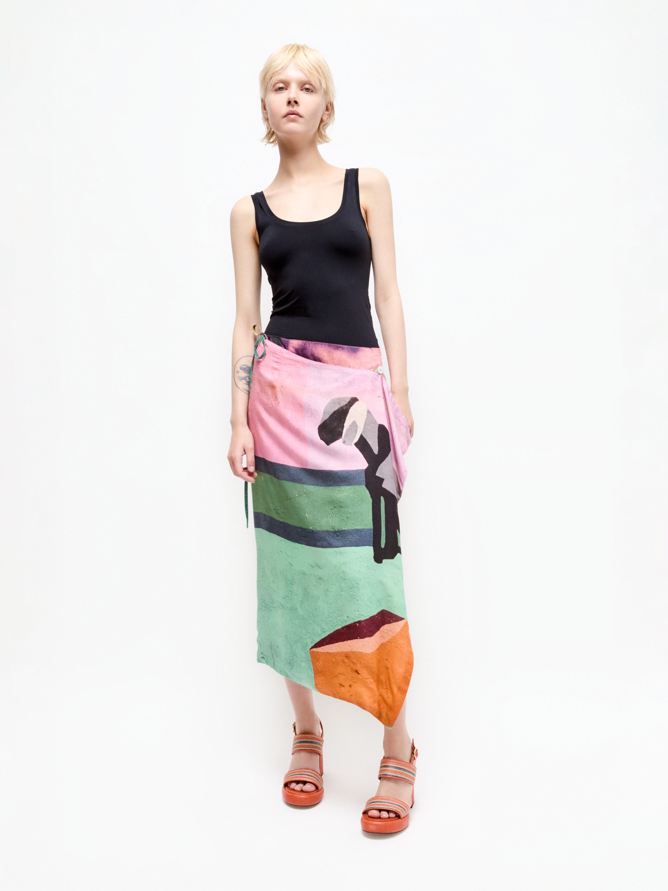 Talking Walls zoé muse Midi double sided, reversible wrap skirt muse