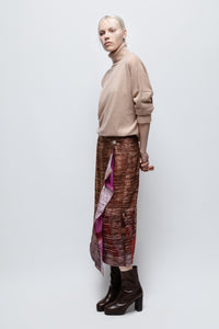 Talking Walls zoé straw midi double sided reversible wrap skirt