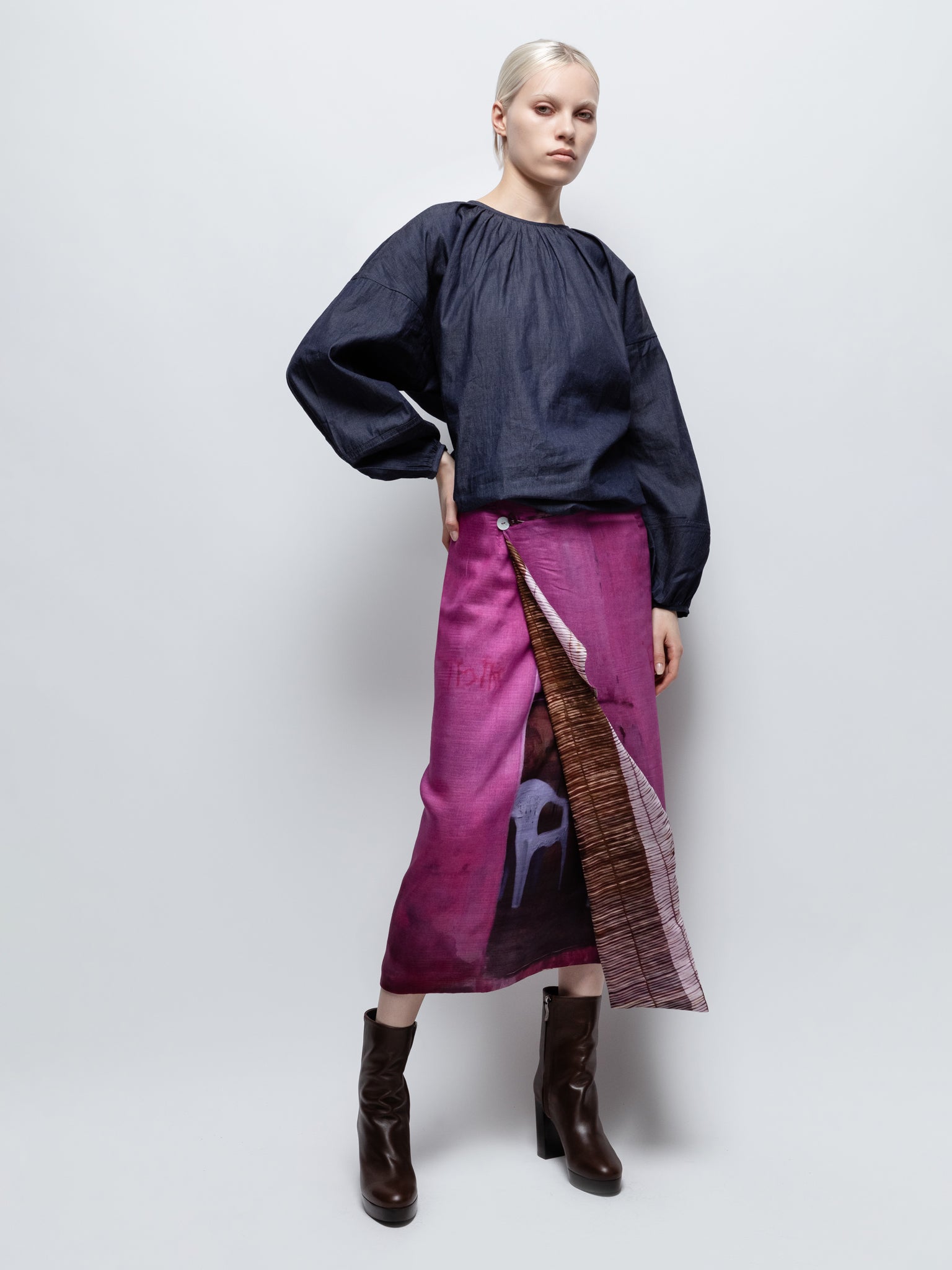 Talking Walls zoé straw midi double sided reversible wrap skirt straw pinkroom
