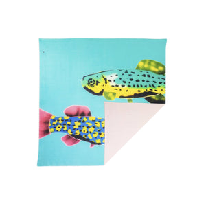 Talking Walls ava double face double face square scarf pesca aqua pink