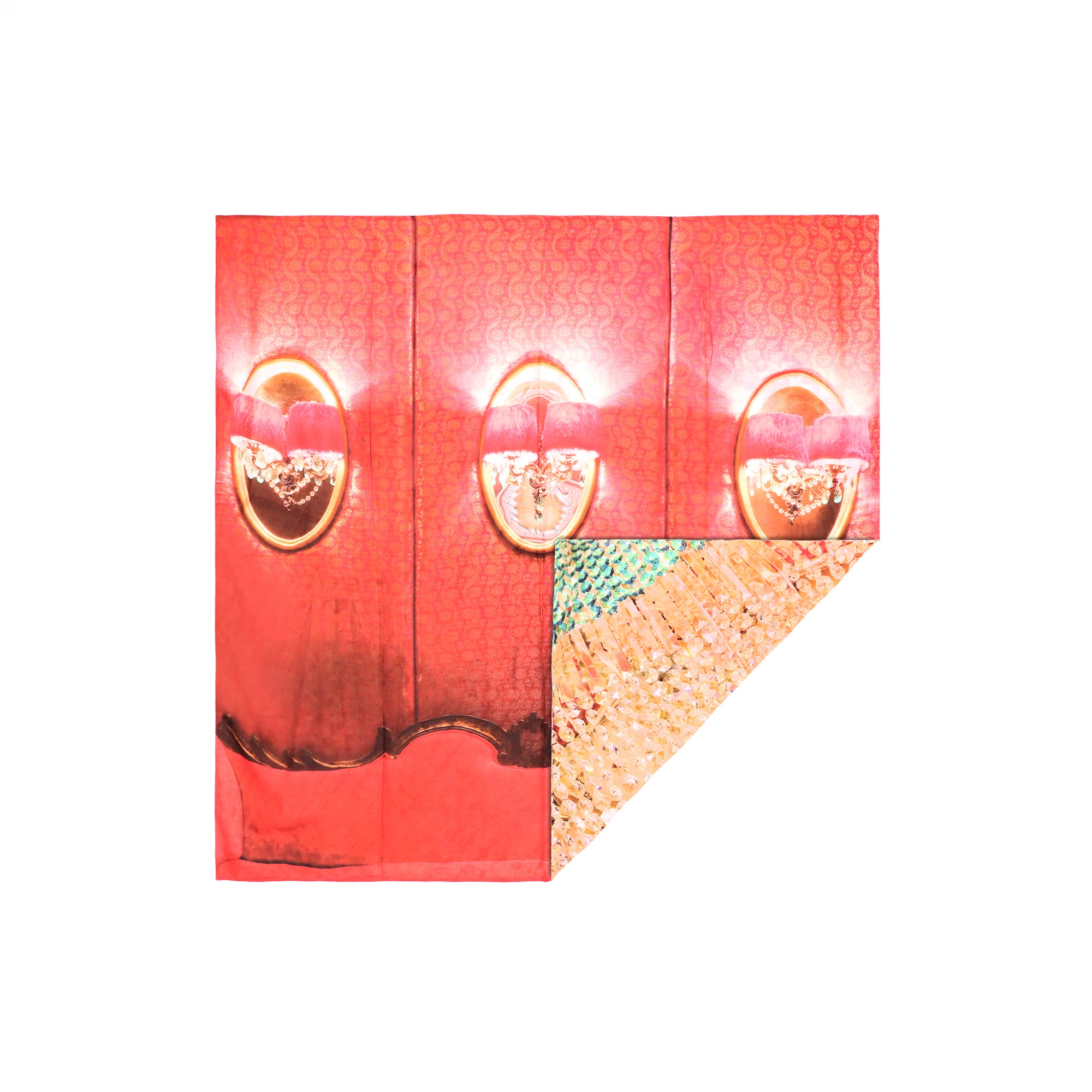Talking Walls ava double face double face square scarf red velvet and crystal