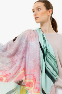 Talking Walls ela single face single face square scarf neon poppy